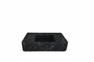 Fluted Black Nero Marquina Marble Sink | Custom Wall Mounted Vanity