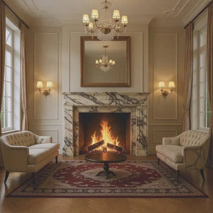 Custom Calacatta Viola Marble Fireplace Mantel | Fluted Luxury Surround