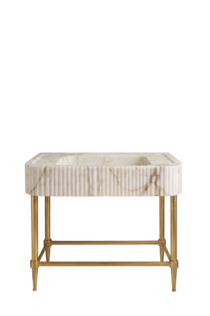 Custom Calacatta Gold Marble Sink Vanity with Brass Legs