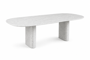 Carrara White Marble Oval Dining Table | Handmade Natural Stone Dining Table