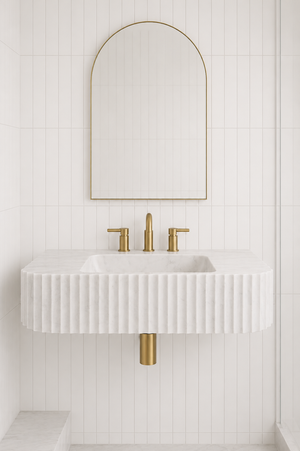 Floating Carrara Marble Sink | Custom Wall Mounted Wash Basin