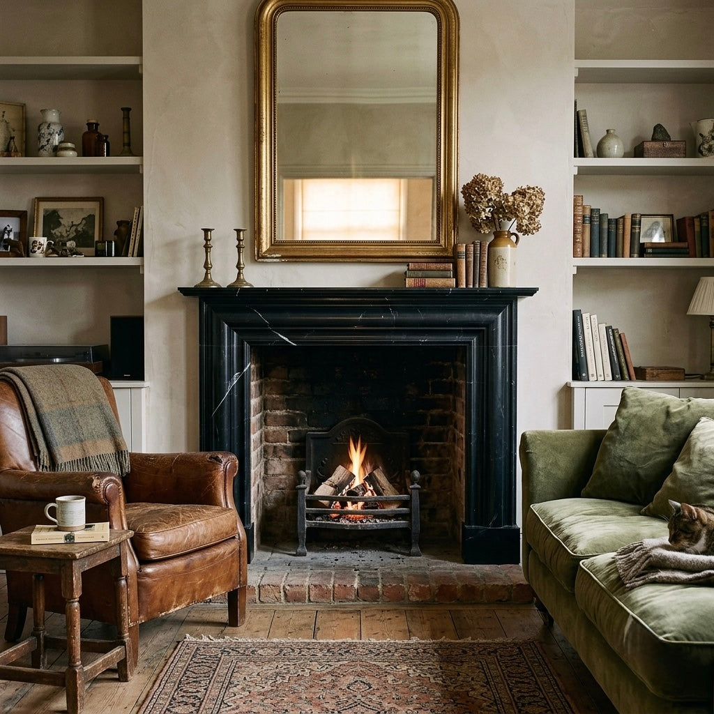 Nero Marquina Marble Fireplace Surround | Custom Luxury Mantel