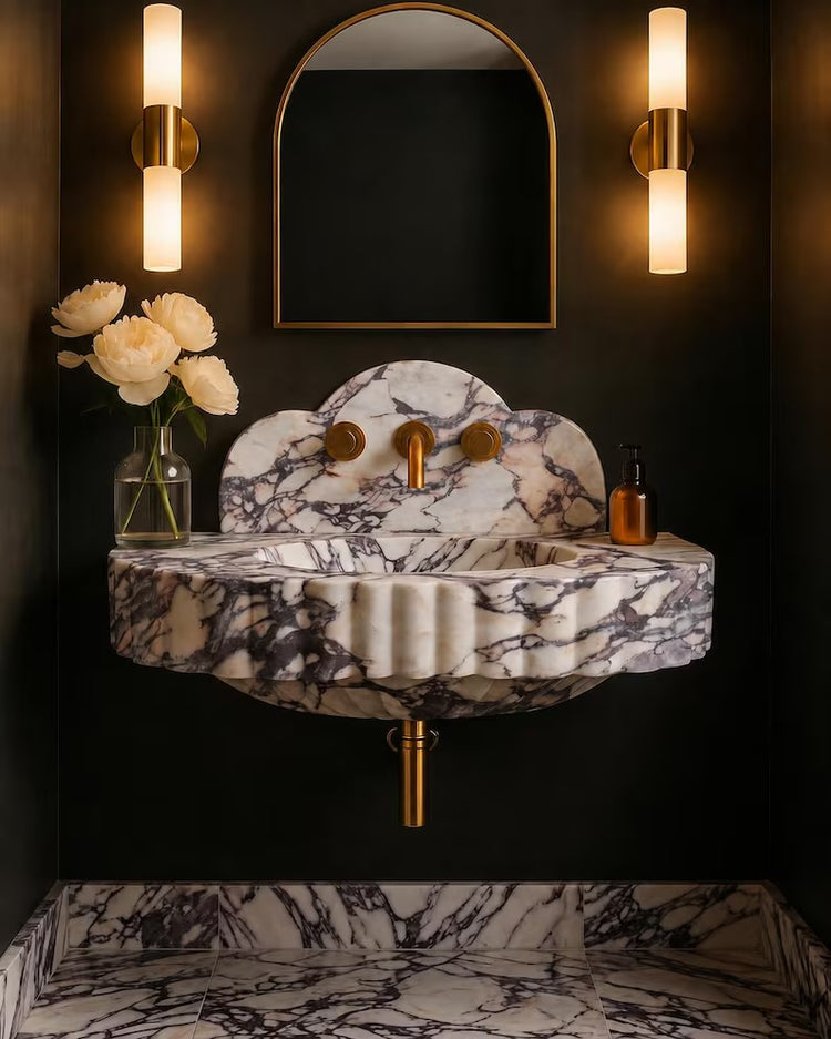 Natural stone bathroom sink by Vero Marble