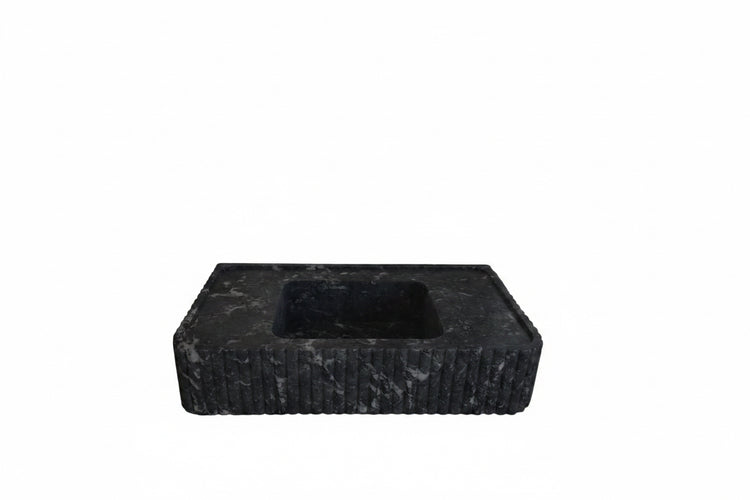 Fluted Black Nero Marquina Marble Sink by Vero Marble