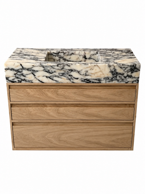Calacatta Viola Marble Sink Vanity with Solid Wood Cabinet | Luxury Bathroom Vanity