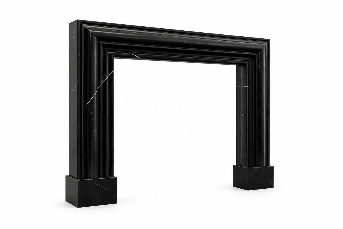 Nero Marquina Marble Fireplace Surround | Custom Luxury Mantel