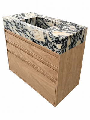 Calacatta Viola Marble Sink Vanity with Solid Wood Cabinet | Luxury Bathroom Vanity