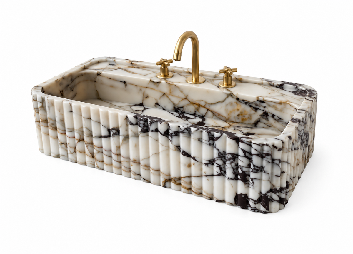 Fluted Calacatta Viola Marble Sink by Vero Marble
