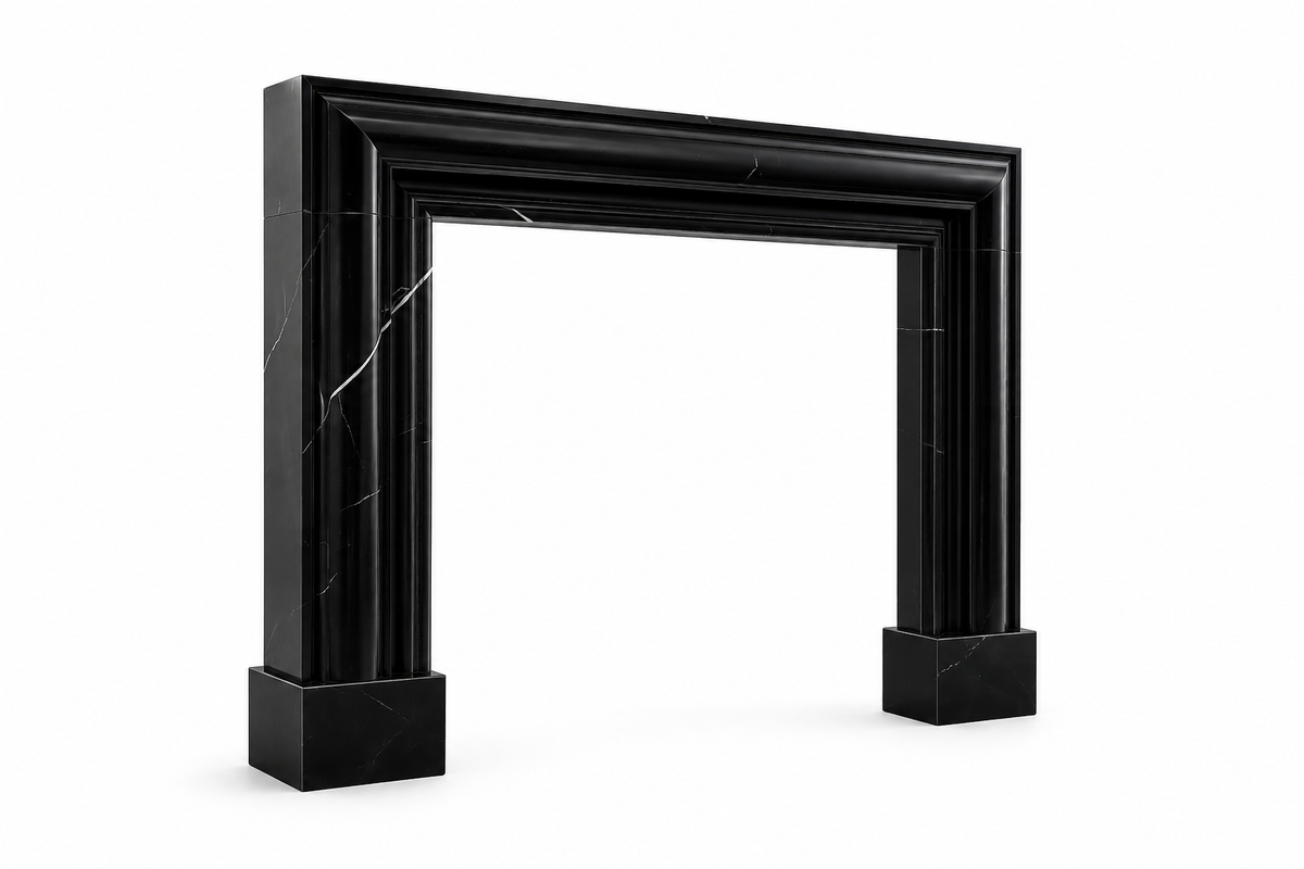 Nero Marquina Marble Fireplace Surround | Custom Luxury Mantel