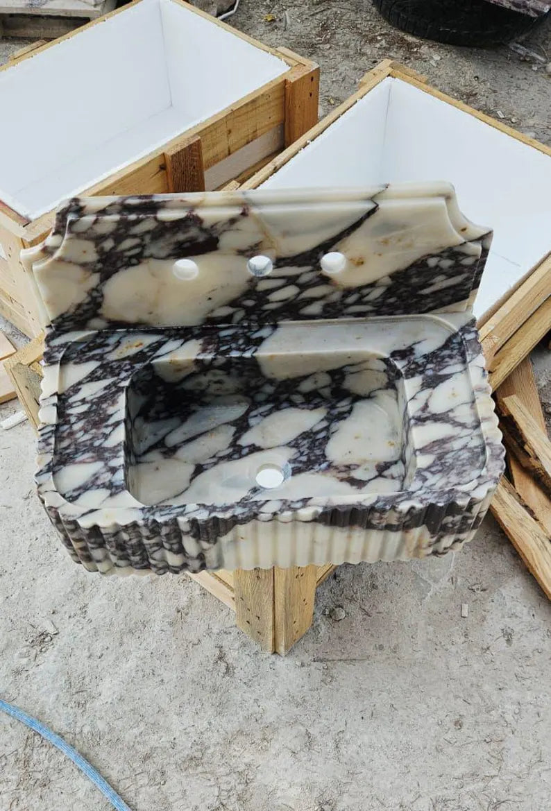 Calacatta Viola Marble Sink with Backsplash by Vero Marble