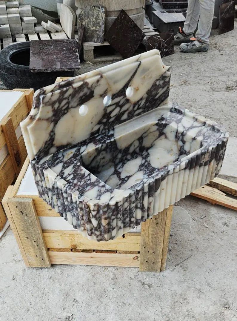 Calacatta Viola Marble Sink with Backsplash by Vero Marble