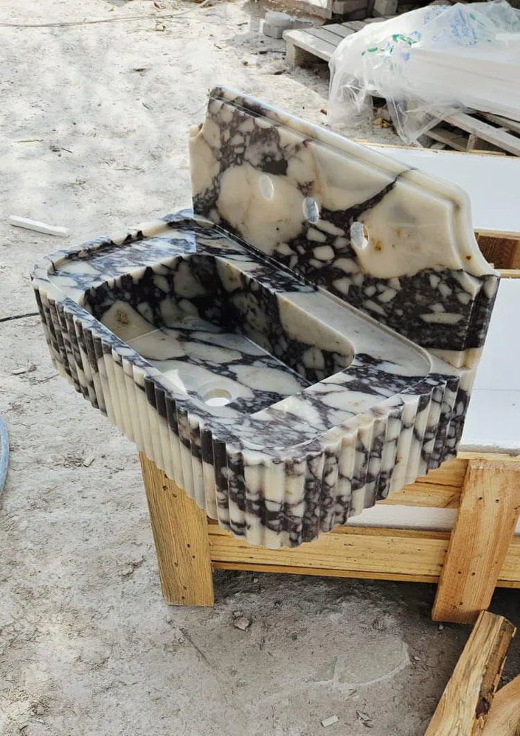 Calacatta Viola Marble Sink with Backsplash by Vero Marble