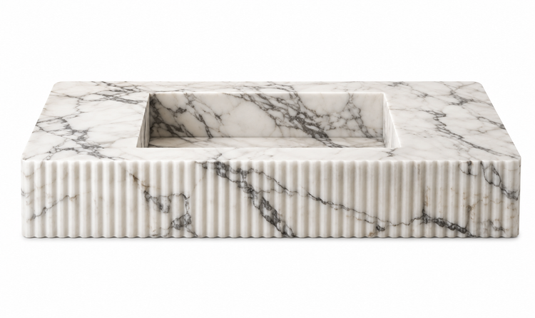 Fluted Calacatta Viola Marble Sink Vanity with Solid Wood Cabinet by Vero Marble