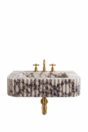 Floating Calacatta Viola Marble Sink | Custom Wall Mounted Vanity