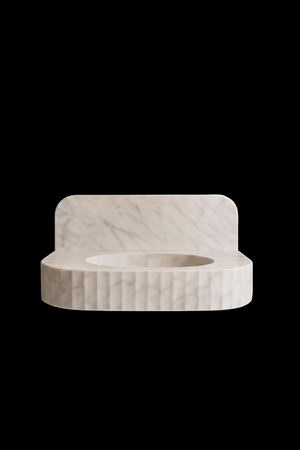 Floating Carrara White Marble Sink | Custom Wall Mounted Vanity