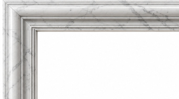 Carrara Bolection Marble Fireplace Surround - upper mantel and carved profile detail