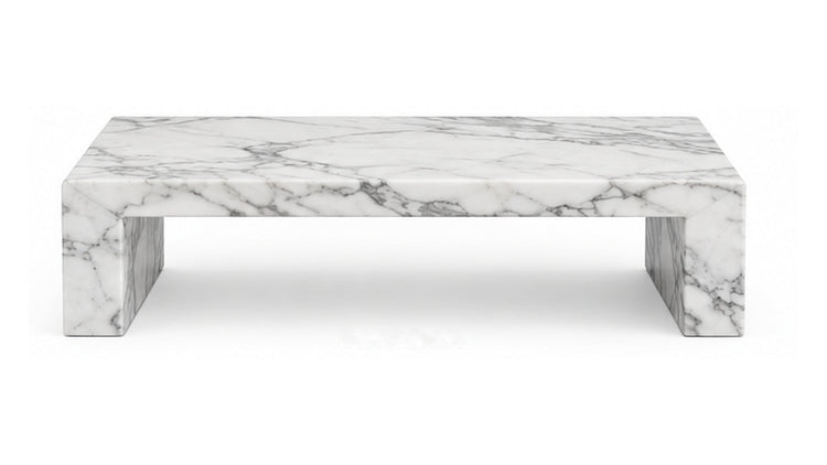 Design rendering of Carrara rectangular natural stone waterfall coffee table
