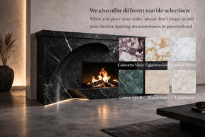 Architectural Marble Fireplace Surround | Custom Nero Marquina Marble Fireplace Mantel