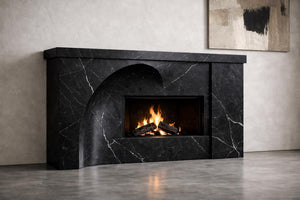 Architectural Marble Fireplace Surround | Custom Nero Marquina Marble Fireplace Mantel