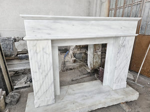Custom Carrara White Marble Fireplace Mantel | Fluted Luxury Surround