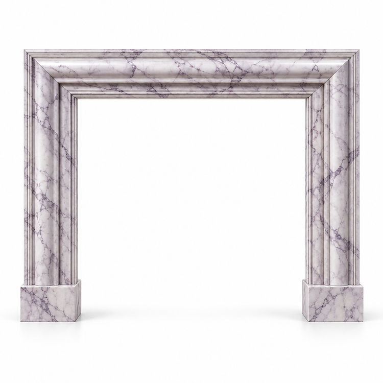 Lilac Bolection Marble Fireplace Surround on white background