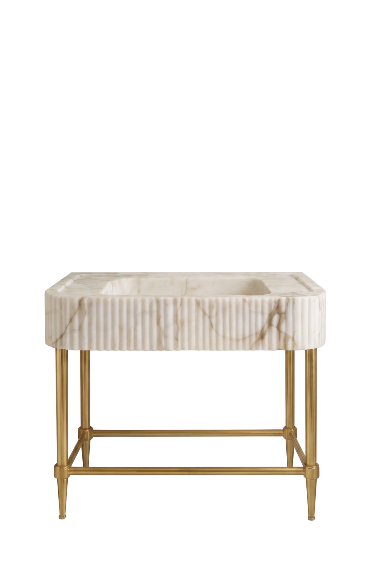 Calacatta Gold Marble Sink Vanity with Brass Legs by Vero Marble