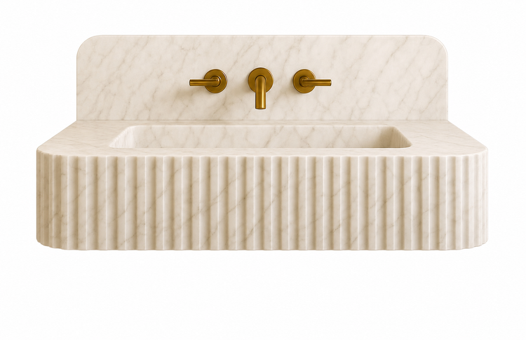 Floating Beige Marble Sink by Vero Marble
