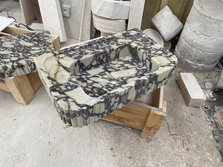 Calacatta Viola Marble Sink Vanity with Brass Legs by Vero Marble