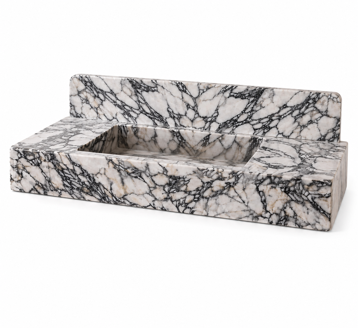 Calacatta Viola Marble Sink Vanity with Brass Legs and Shelf by Vero Marble
