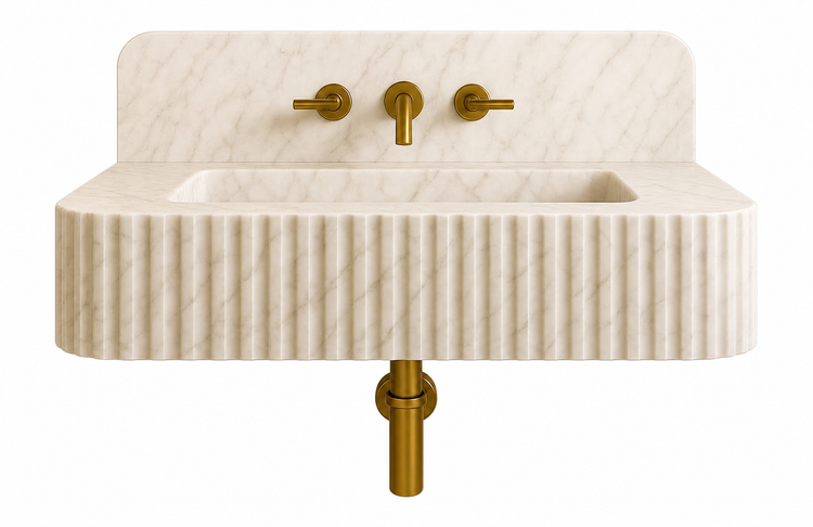 Floating Beige Marble Sink by Vero Marble