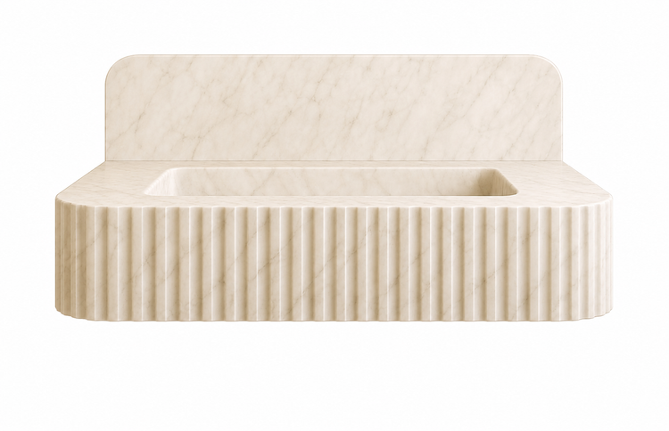 Floating Beige Marble Sink by Vero Marble