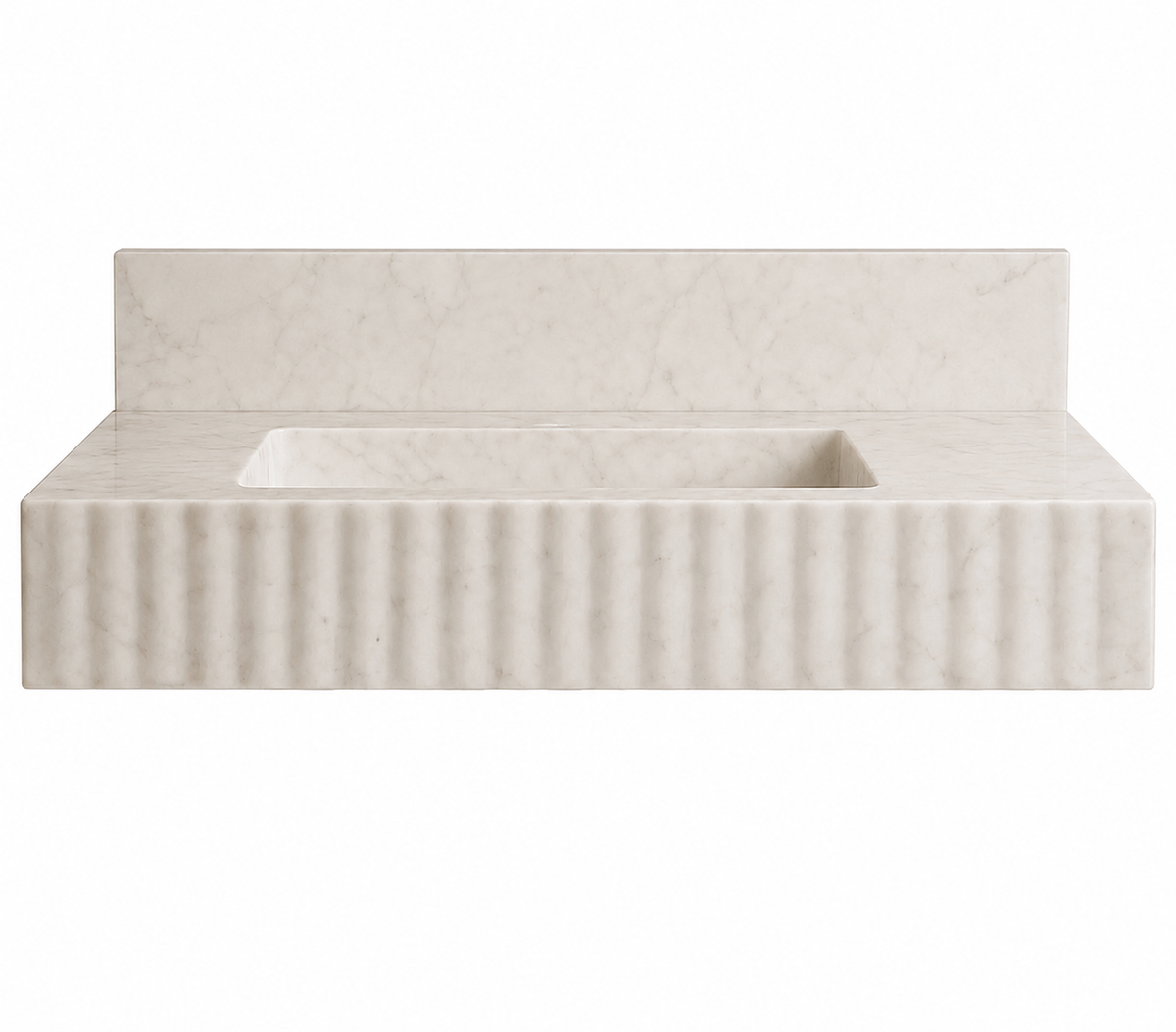 Carrara White Marble Vanity with Brass Legs and Metal Shelf by Vero Marble