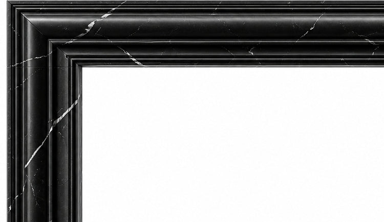 Nero Marquina Bolection Marble Fireplace Surround - upper mantel and carved profile detail