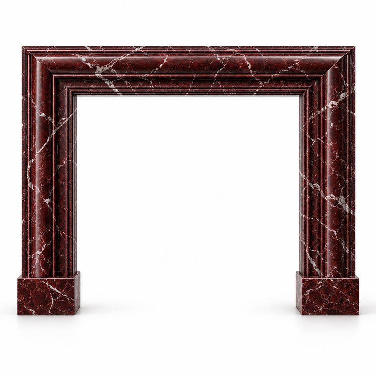 Rosso Levanto Bolection Marble Fireplace Surround on white background