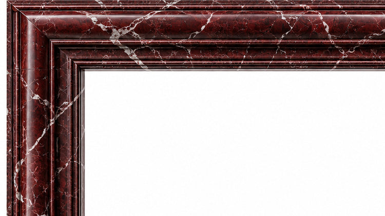 Rosso Levanto Bolection Marble Fireplace Surround - upper mantel and carved profile detail
