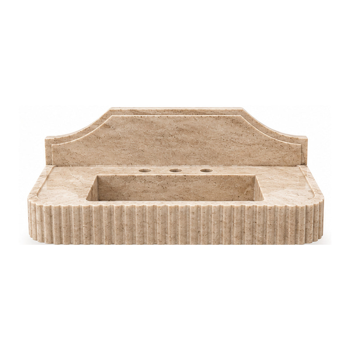 Travertine Fluted Stone Sink with Arched Backsplash – Vero Marble