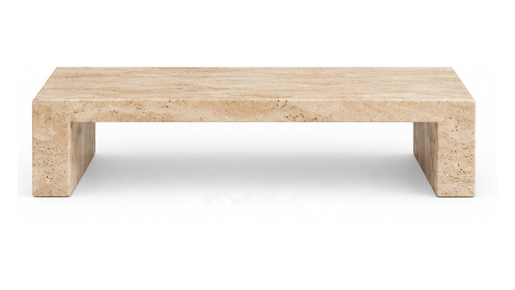 Design rendering of Travertine rectangular natural stone waterfall coffee table