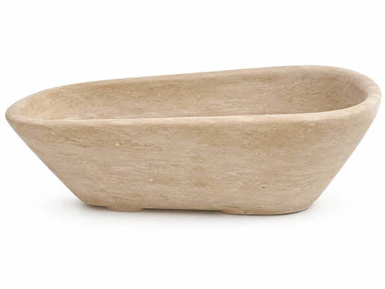 Travertine Stone Bathtub | 70" Luxury Freestanding Natural Stone Soaking Tub