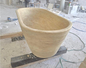 Travertine Stone Bathtub | 70" Luxury Freestanding Natural Stone Soaking Tub