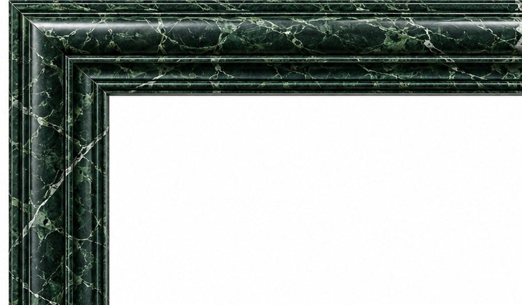 Verde Alpi Bolection Marble Fireplace Surround - upper mantel and carved profile detail