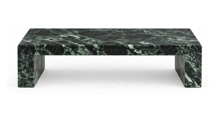 Design rendering of Verde Alpi rectangular natural stone waterfall coffee table