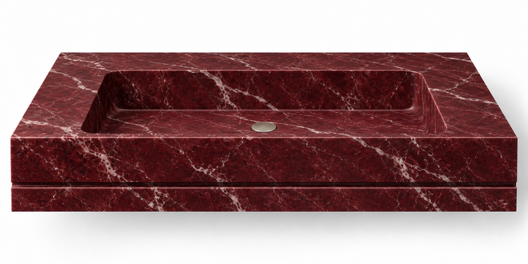 Linea Rosso Levanto shadow-line floating sink, front view design rendering