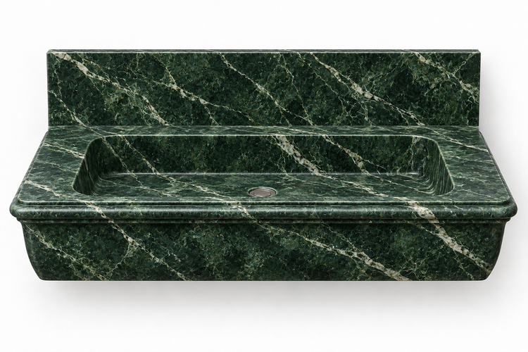 Ogee Verde Alpi classic profile floating sink, front view design rendering