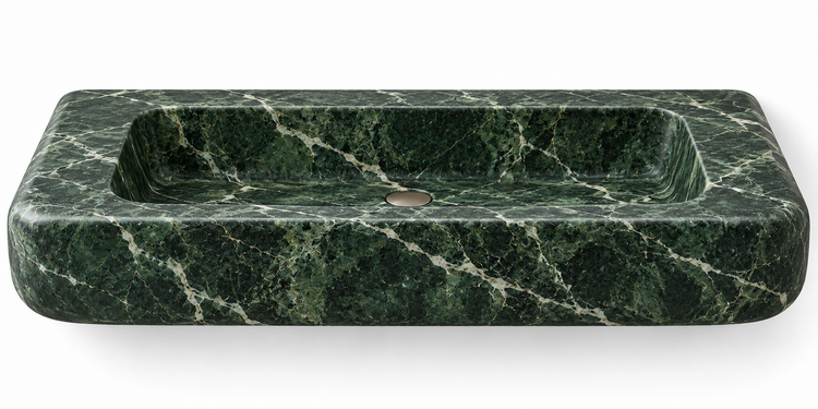Pillow Verde Alpi soft-edge floating sink, front view design rendering
