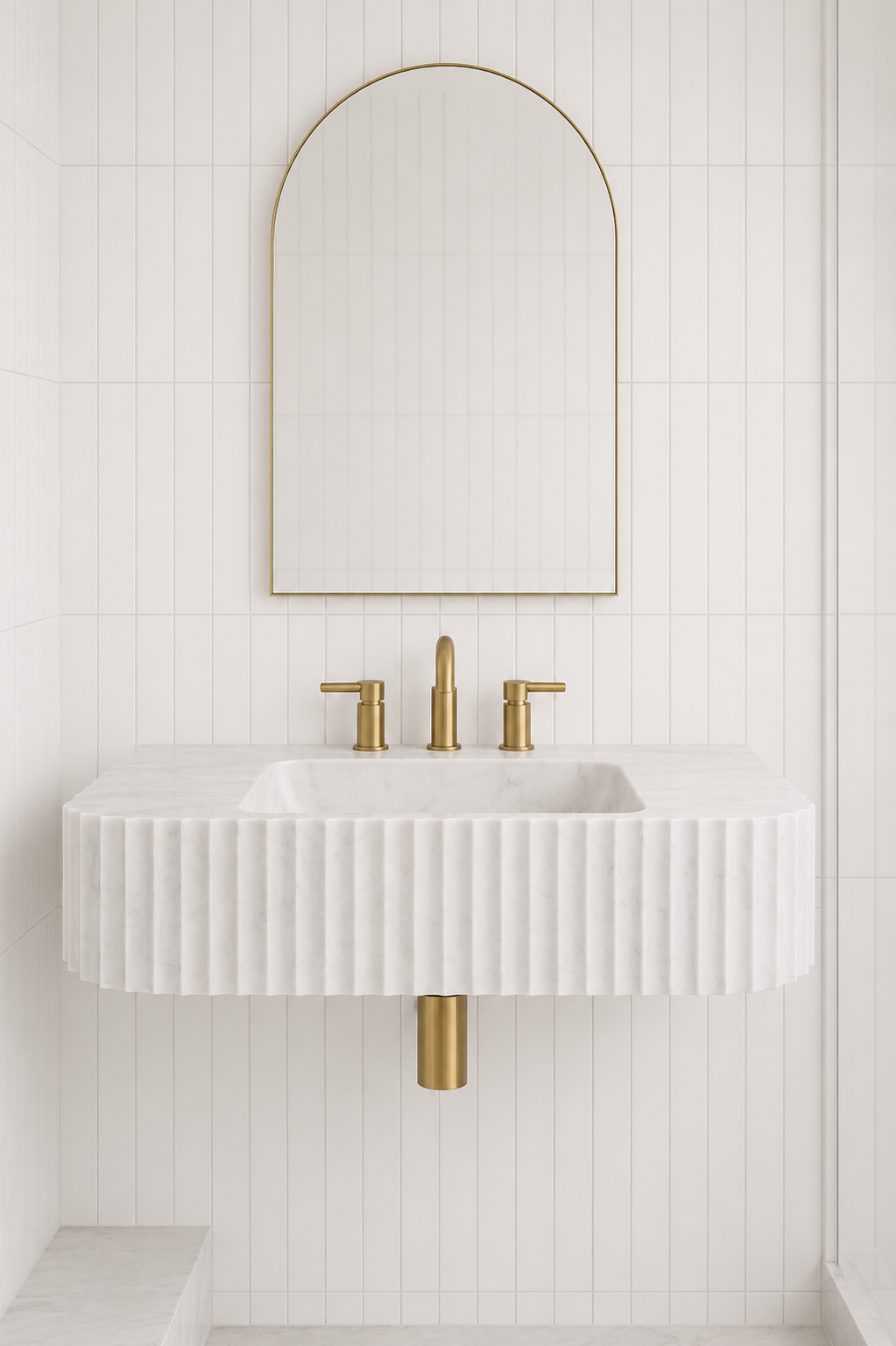 Floating Carrara Marble Sink by Vero Marble